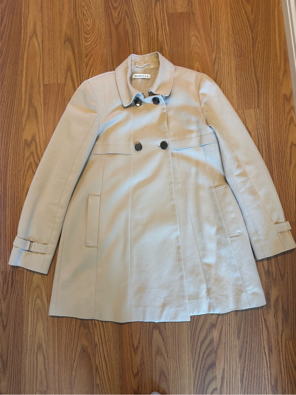 Marella Light Beige Double-Breasted Trench Coat